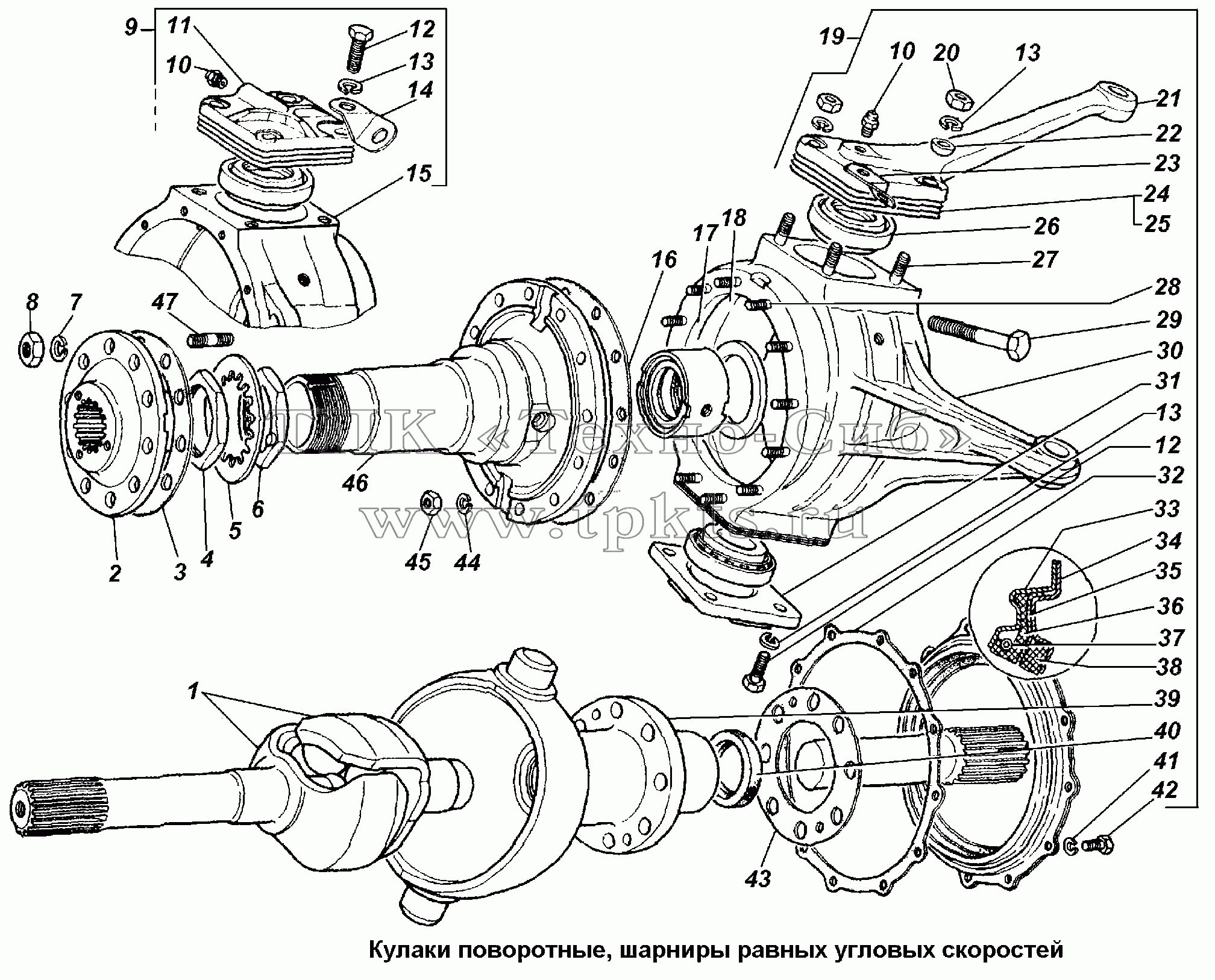 Передний мост ГАЗ 3308 схема